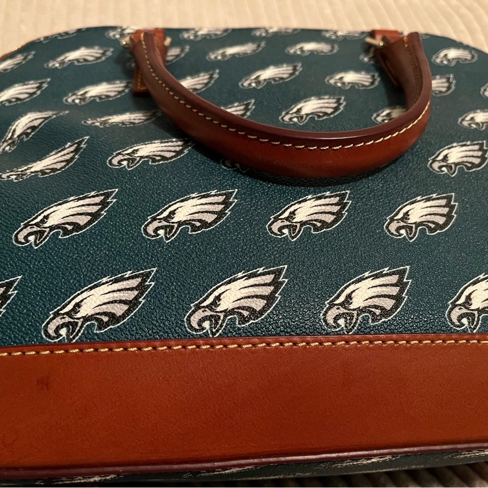 Dooney & Bourke Philadelphia Eagles Satchel with Brown Trim - Picture 6 of 7